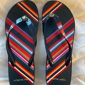 Tory Burch Printed Cut Out Wedge Flip Flop